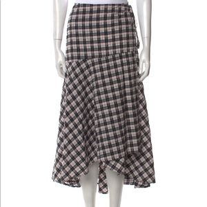 Ganni plaid midi wrap skirt